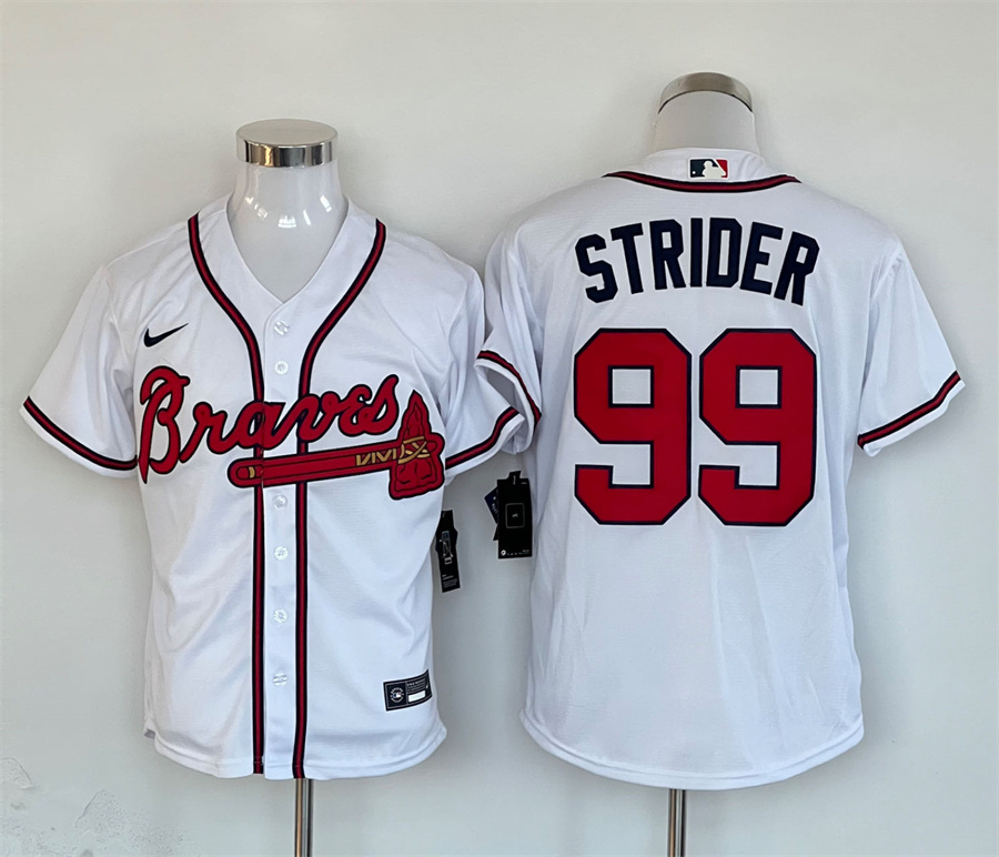 Men's Atlanta Braves Spencer Strider #99 White Jersey